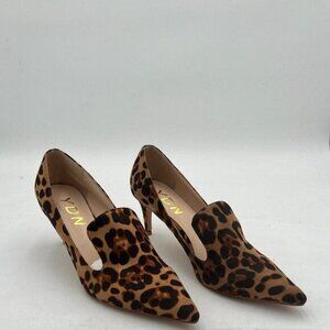 YDN Women's Mid Heels Slip on Loafer Stilettos Pumps Pointy Toe Slide Suede Prom